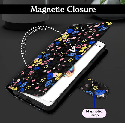 Redmi Note 5 Pro Wallet flip case in black flower by Pikkme – photo 3