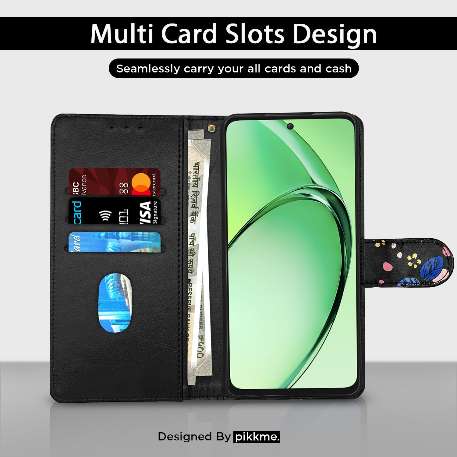 Oppo K12x 5G flip cover in black flower by Pikkme – photo 2