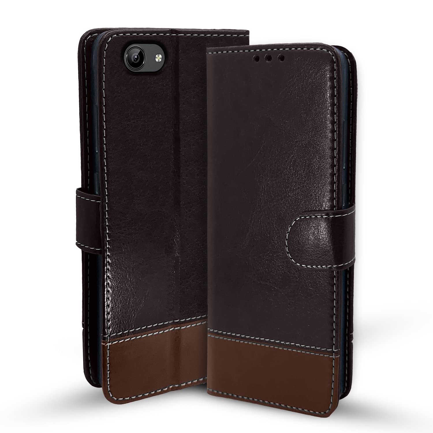 Pikkme coffee & brown Magnetic mobile flip cover for Vivo Y71