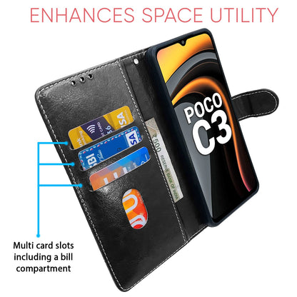 Pikkme Poco C3 Magnetic black & brown flip cover – photo 3