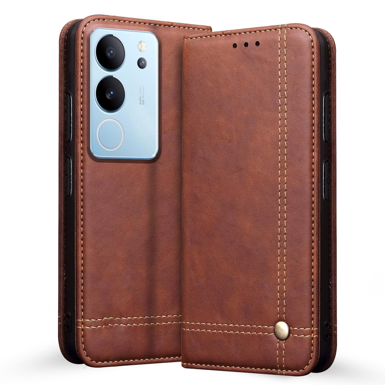 Brown wallet flip cover for Vivo V29/V29 Pro 5G – Pikkme