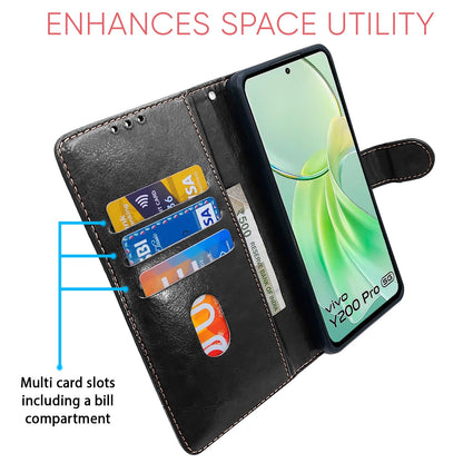 Vivo Y200 Pro 5G Magnetic flip cover in black & brown by Pikkme – photo 4