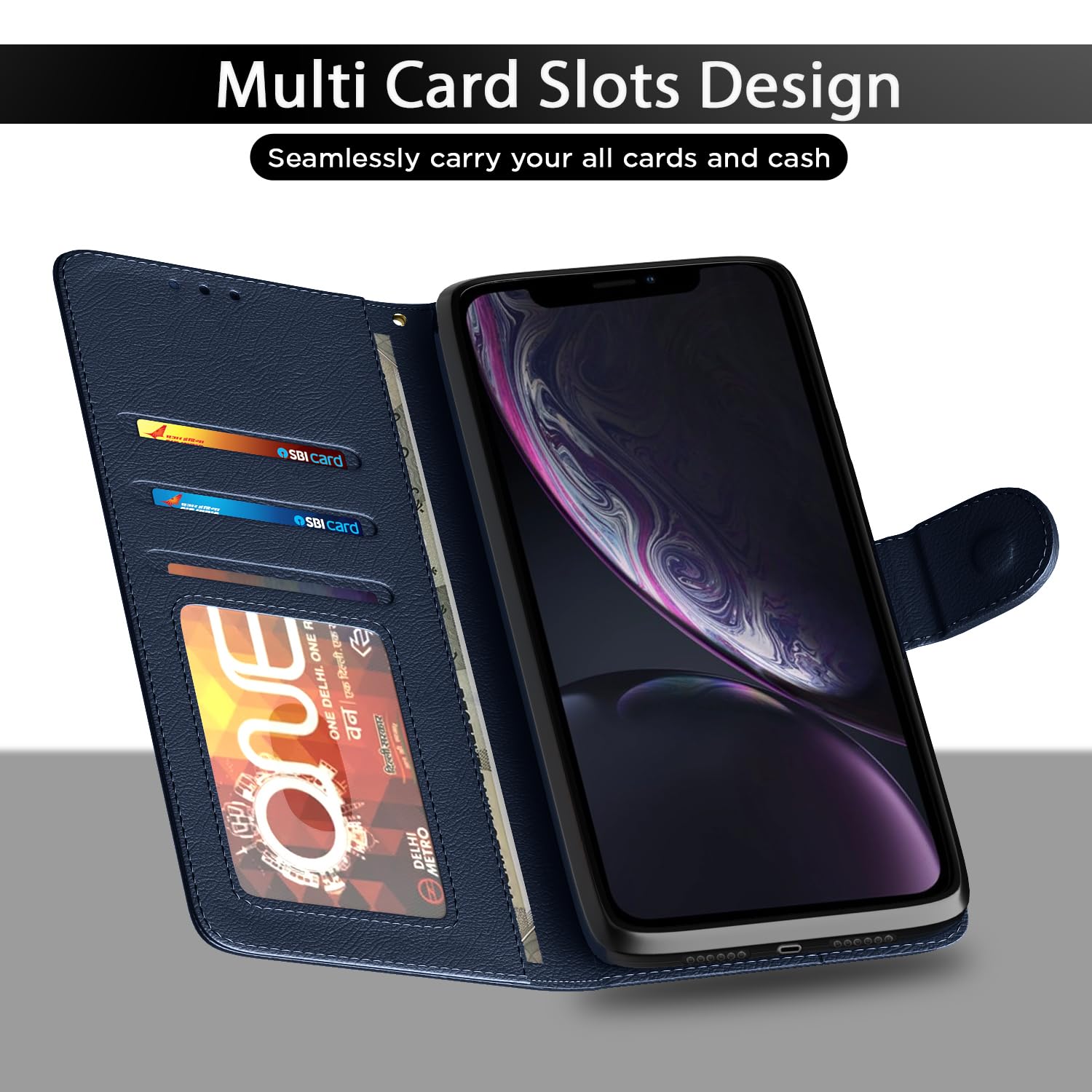 Pikkme blue Wallet mobile flip cover for iPhone XR – photo 5