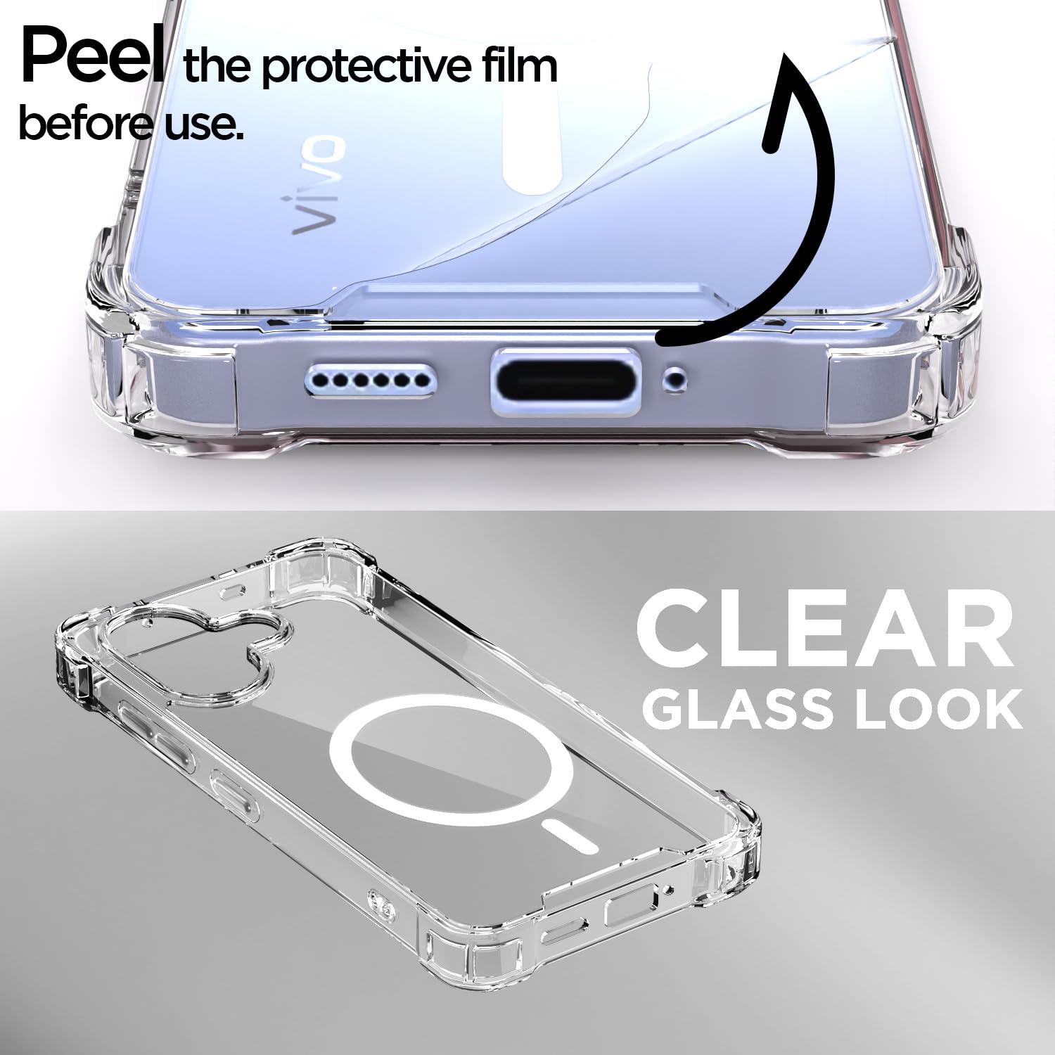 Vivo V60 Lite 5G mobile cover in transparent mag-safe by Pikkme – photo 3