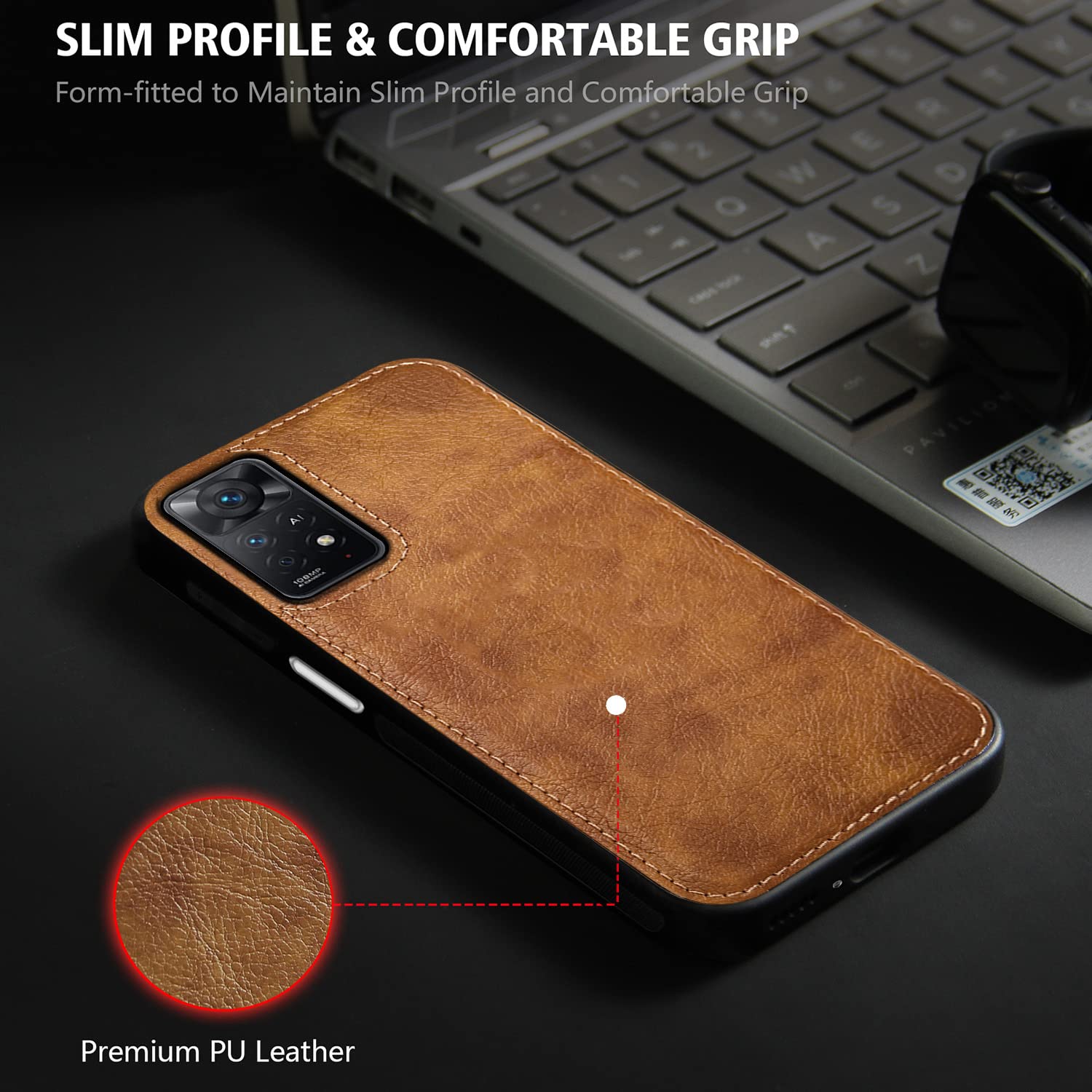 Pikkme Redmi Note 11 Pro/Note 11 Pro Plus 5G Leatherback Back Case | Brown