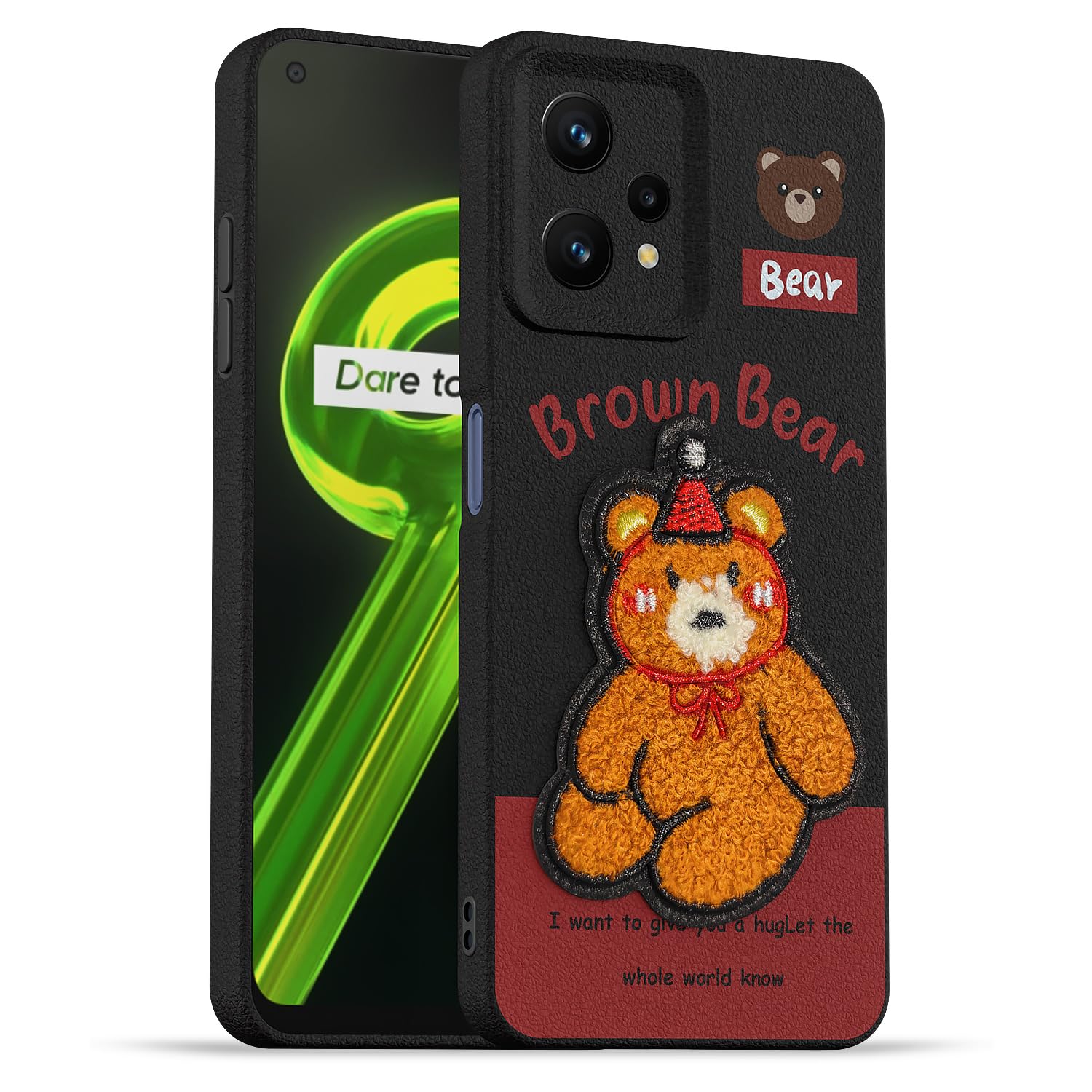Pikkme cherry Plush Patch mobile cover for Realme 9 4G/9 Pro Plus 5G