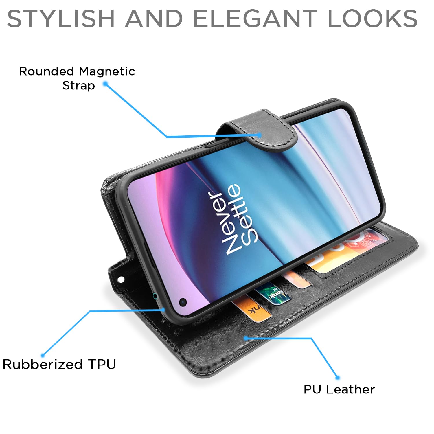 Pikkme OnePlus Nord Ce 5G Vintage Flip Cover (Black)