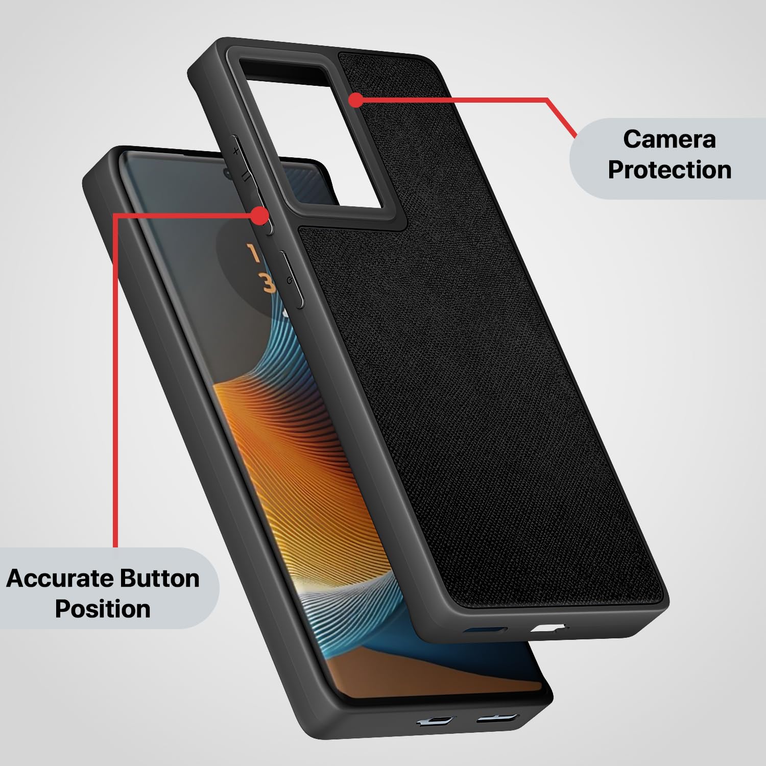 Pikkme Moto Edge 50 Fusion 5G Indian Leather Back Cover (Black)