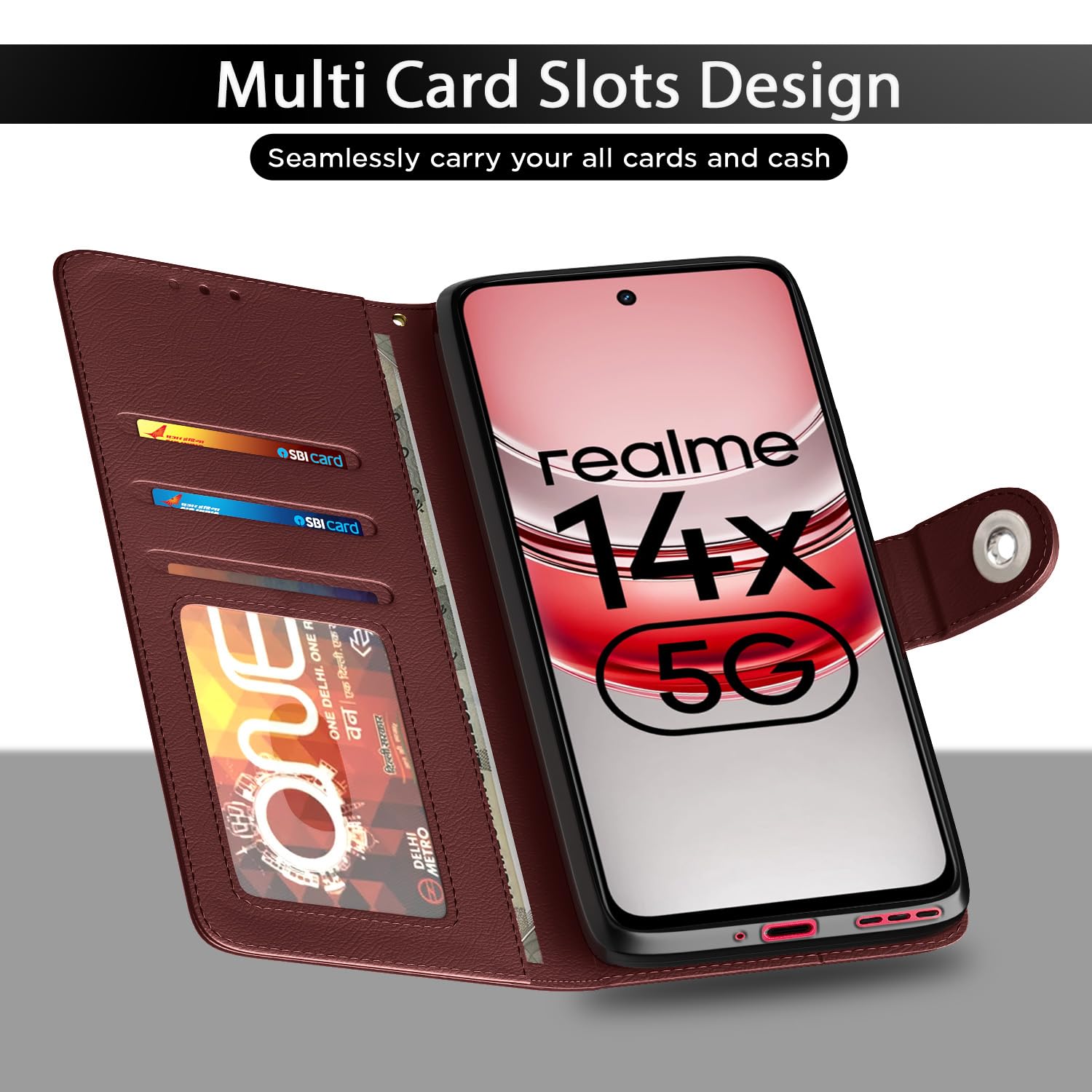 Brown Button mobile flip cover for Realme Narzo 80x/P3x/14X 5G – Pikkme – photo 5