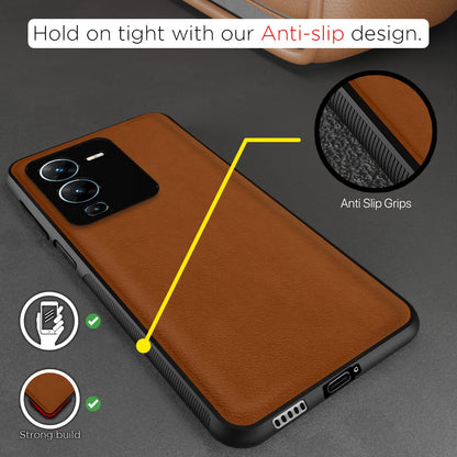 Vivo V25 Pro 5G Leather mobile back cover in camel by Pikkme – photo 2