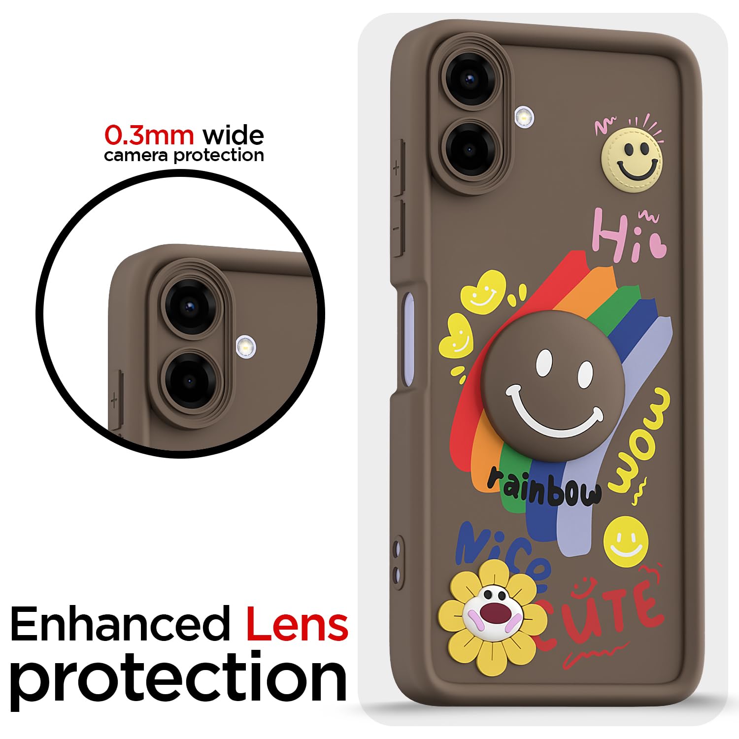 Pikkme Samsung F70e 5G/M07/F07/A07/A07 5G Smile Rainbow brown mobile back cover – photo 5