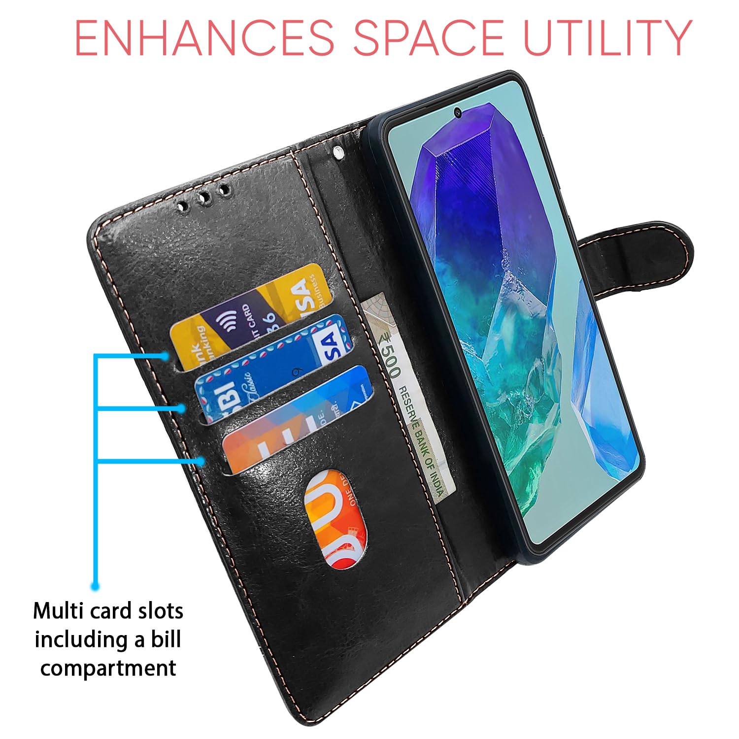 Samsung M55/M55s/F55 5G Magnetic flip cover in black & brown by Pikkme – photo 4