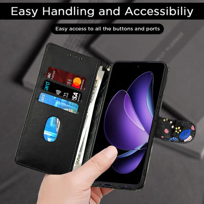 Black flower wallet flip cover for Oppo Reno 13F 5G – Pikkme – photo 7