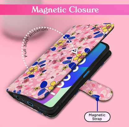 Pikkme pink flower Wallet mobile flip cover for Samsung F06/M06 5G – photo 6