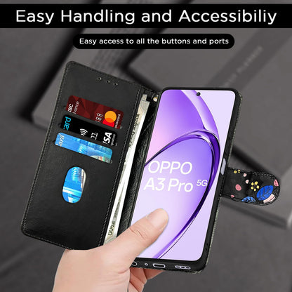 Pikkme  for Oppo A3 Pro 5G Flower Flip Cover (Black)
