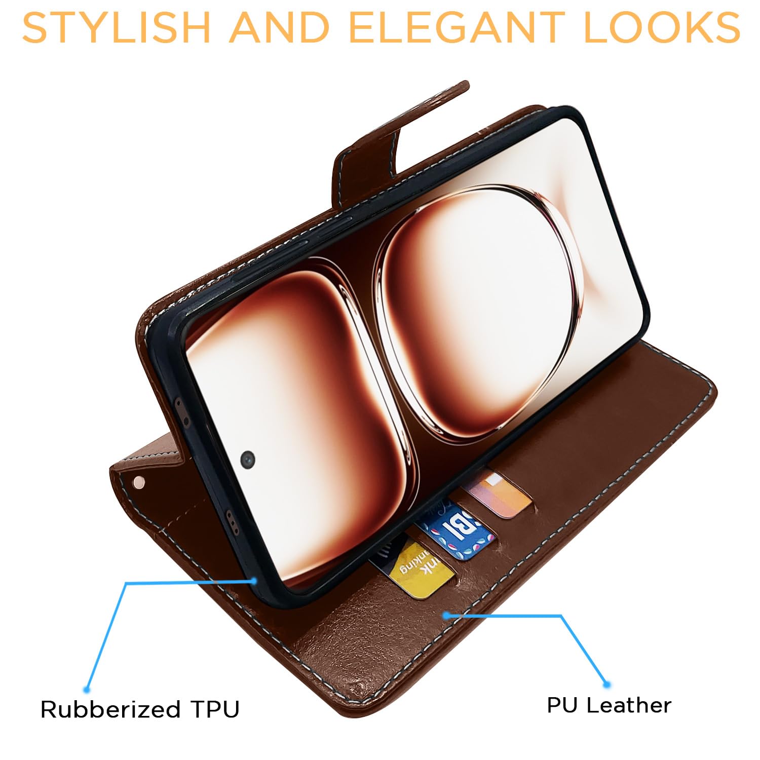 Pikkme Oppo Reno 12 5G Magnetic brown & coffee flip cover – photo 5