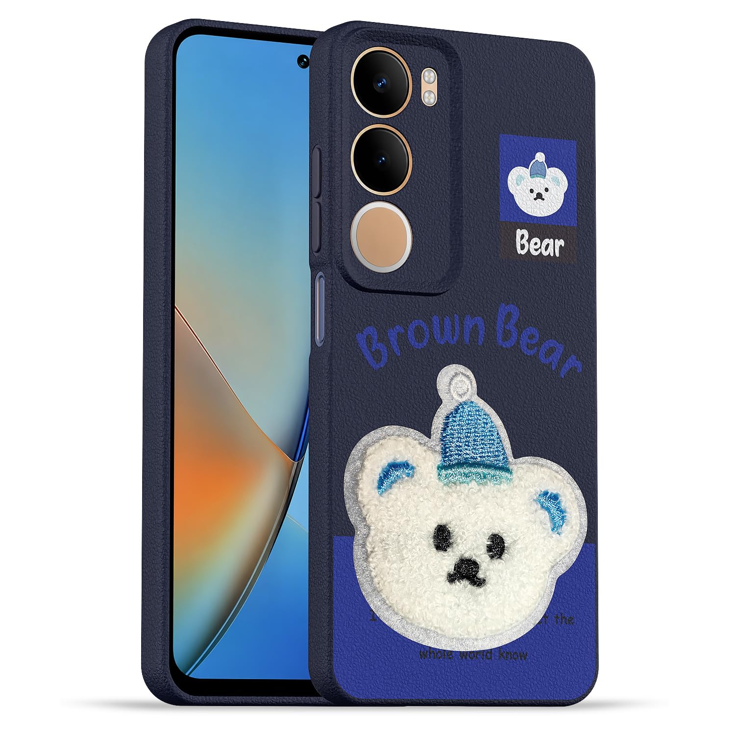 Vivo Y19s/Y29 5G Plush Patch back cover in blue by Pikkme