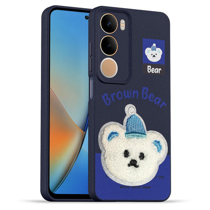 Vivo Y19s/Y29 5G Plush Patch back cover in blue by Pikkme