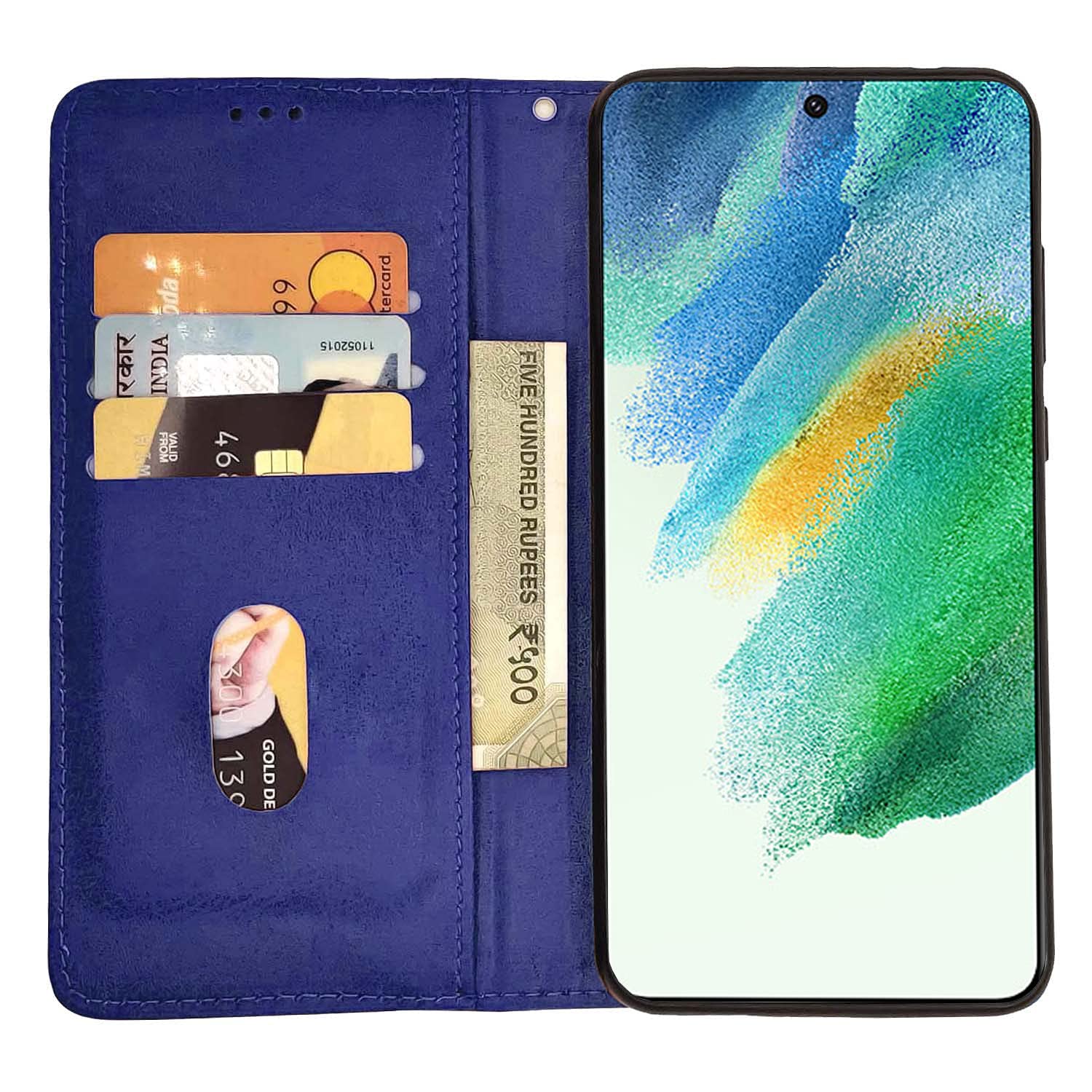 Pikkme Samsung Galaxy S21 Fe 5G Magnetic Flip Cover (Blue)