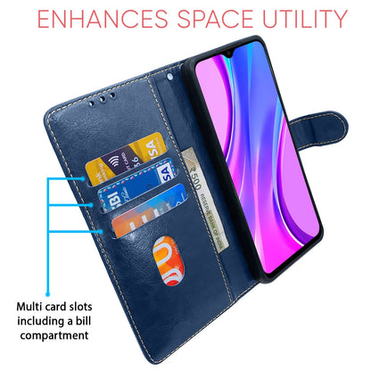 Redmi 9 Prime/Poco M2 wallet flip cover in blue & brown by Pikkme – photo 3