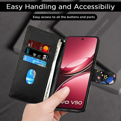 Pikkme black flower Wallet wallet flip cover for Vivo V50/V50e 5G – photo 7