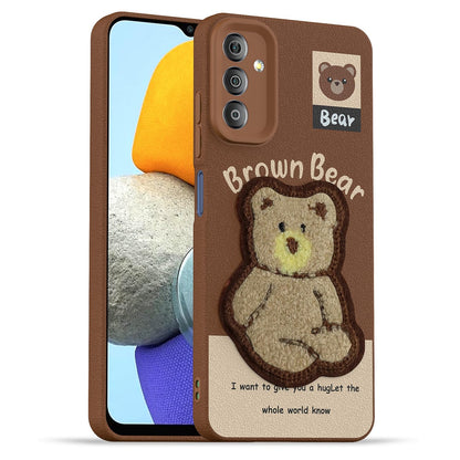 Samsung F23 5G Plush Patch mobile back cover in brown by Pikkme