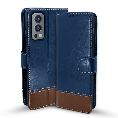 Pikkme OnePlus Nord 2 5G blue & brown mobile flip cover