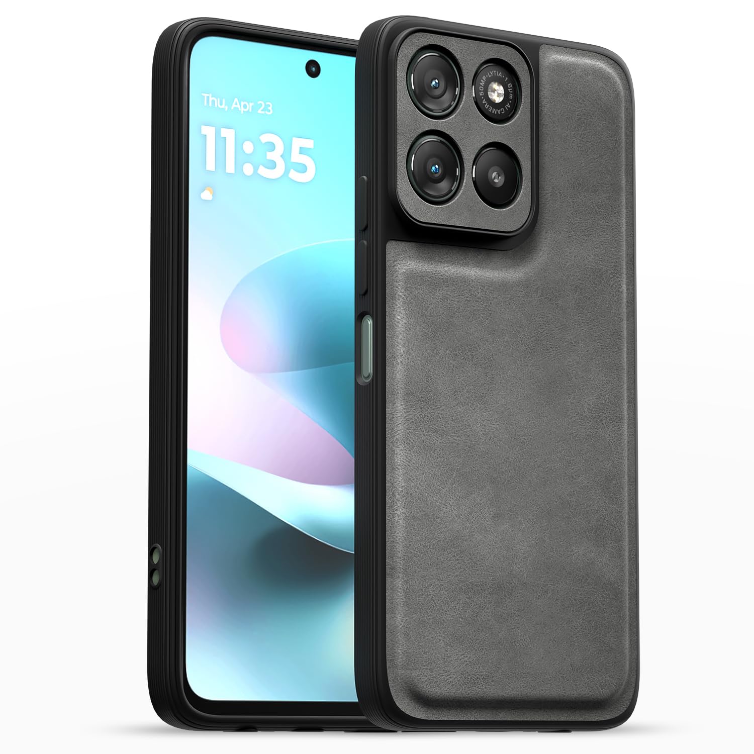 Pikkme Moto G67 Power/G57 Power 5G Leather grey mobile back cover