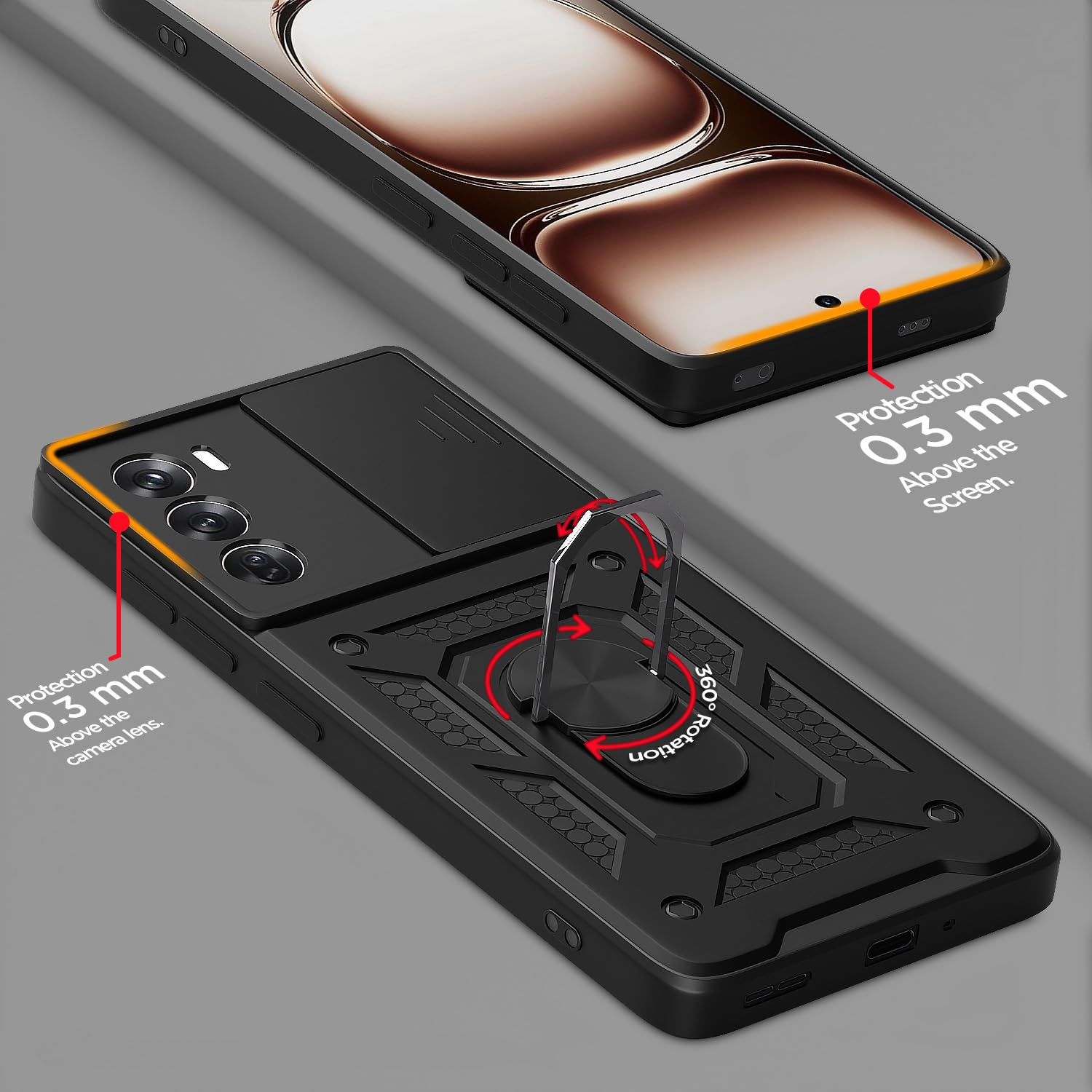 Oppo Reno 12 Pro 5G D10 Camera Shield mobile back cover in black by Pikkme – photo 4