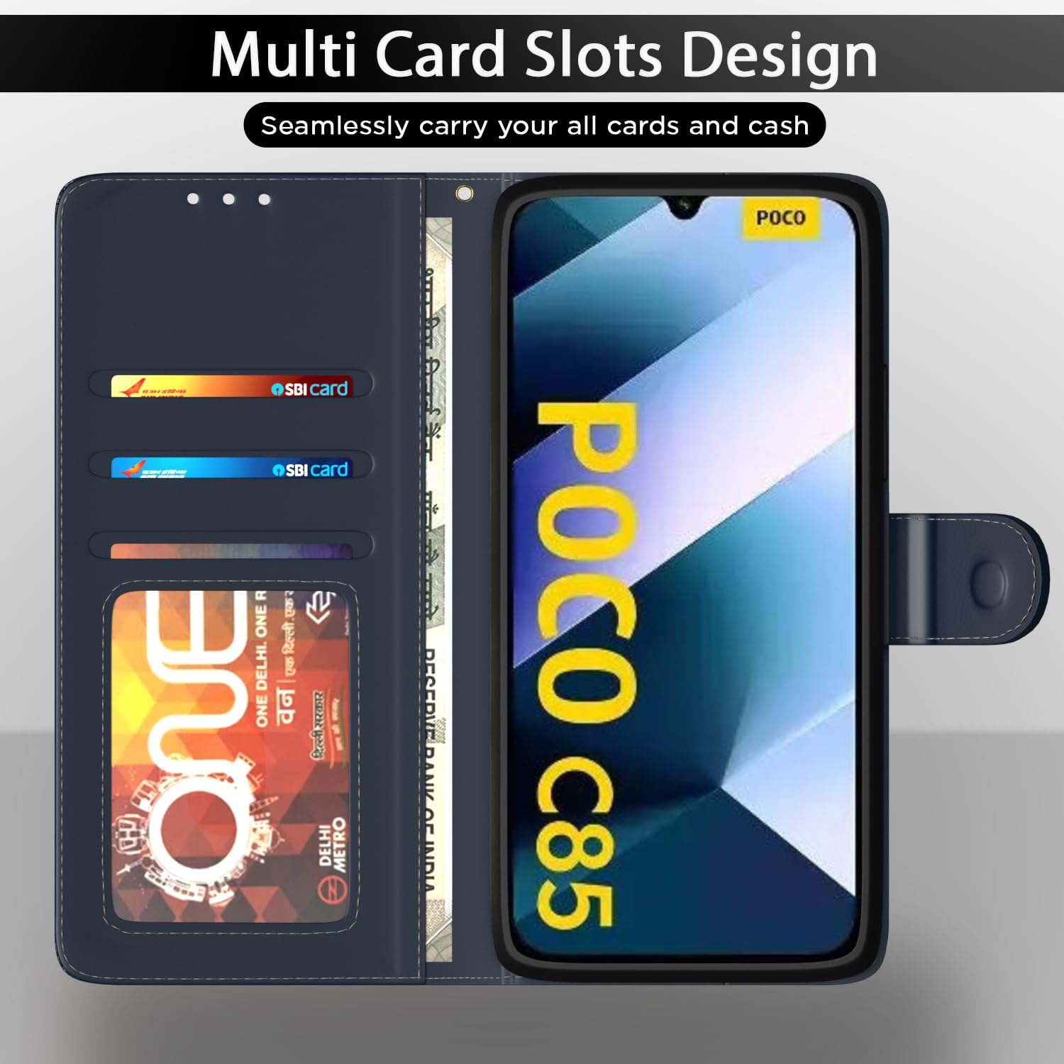 Pikkme blue mobile flip cover for Poco C85 5G – photo 5
