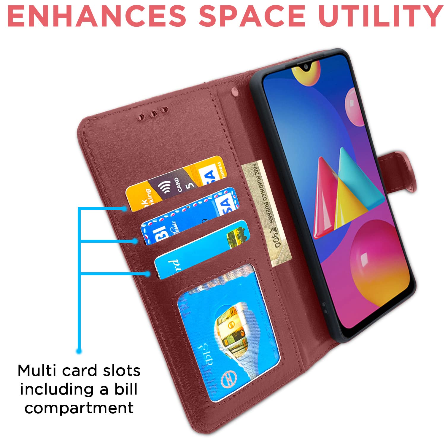 Pikkme Samsung M02s Vintage Flip Cover (Brown)