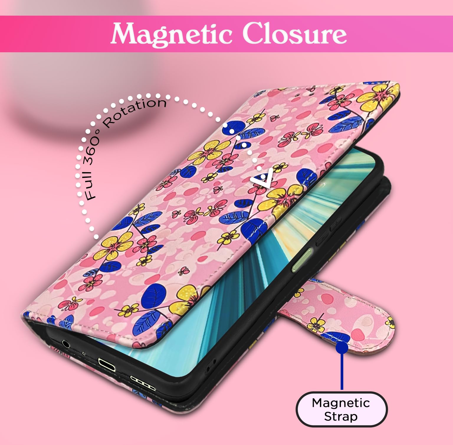 Pikkme pink flower Wallet flip case for Itel P55 5G – photo 3