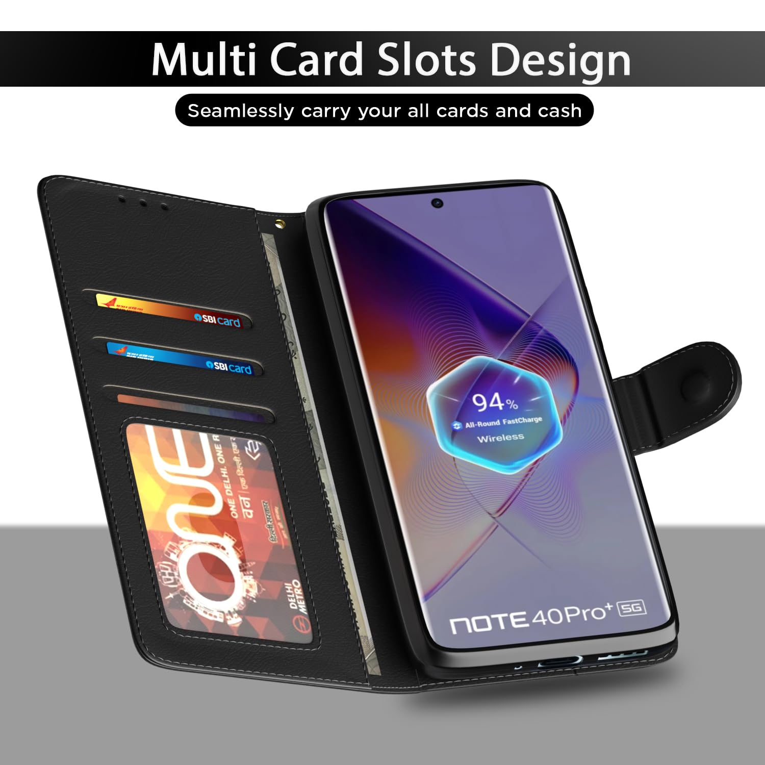Infinix Note 40 Pro Plus 5G Wallet flip case in black by Pikkme – photo 5