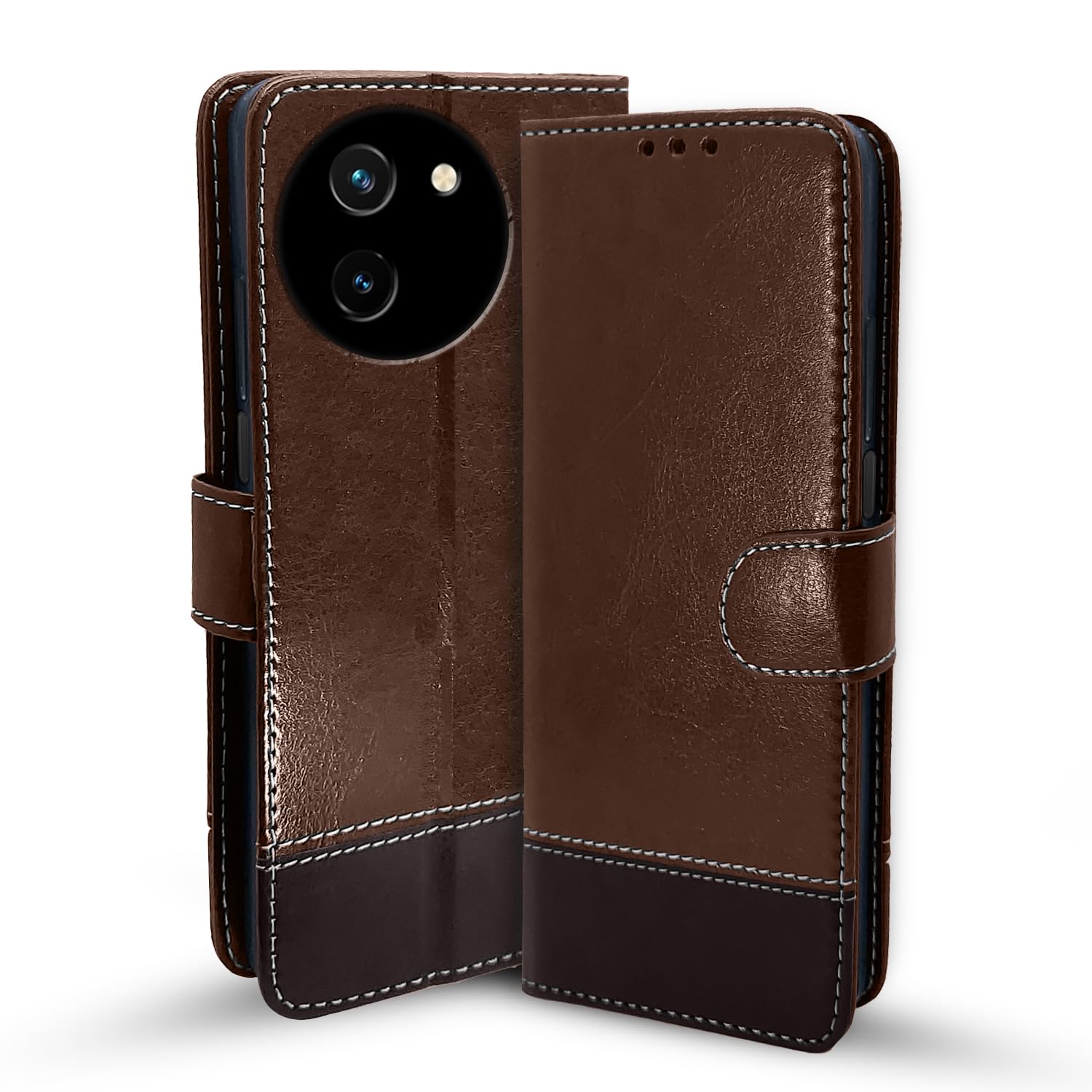 Vivo T3x/Y200i 5G mobile flip cover in brown & coffee by Pikkme