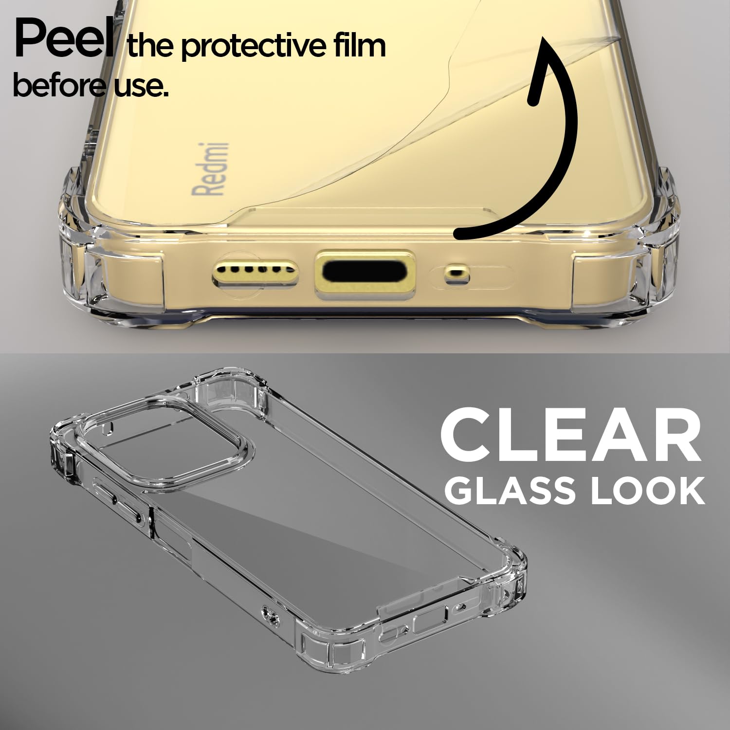 Pikkme transparent PC-TPU back cover for Redmi 13 5G/13 5G Prime, Poco M6 Plus 5G – photo 3