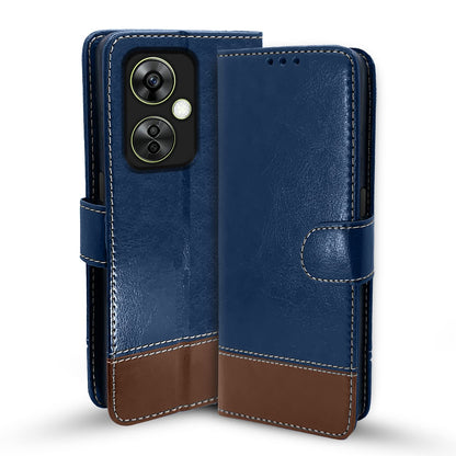 Pikkme blue & brown mobile flip cover for OnePlus Nord CE 3 Lite 5G