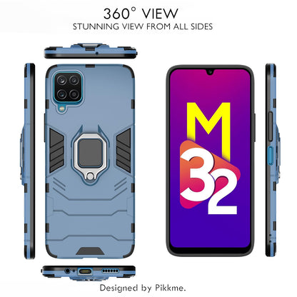 Pikkme Samsung Galaxy M32 4G / M32 Prime D5 Tough Armor Back Cover | Blue