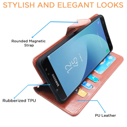 Pikkme Samsung Galaxy J7 Pro Vintage Flip Case (Brown)