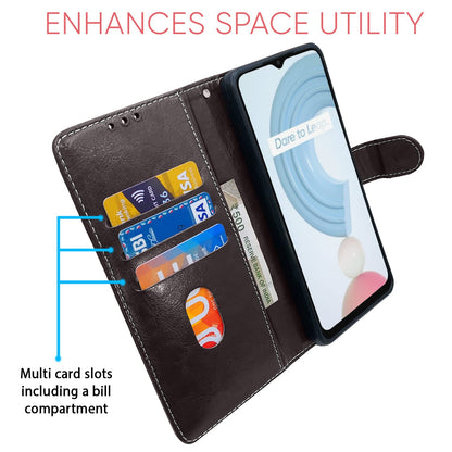Realme C21y mobile flip cover in coffee & brown by Pikkme – photo 3