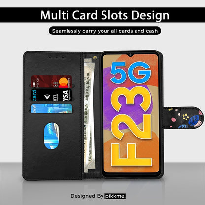 Pikkme black flower mobile flip cover for Samsung F23 5G – photo 2