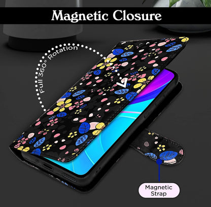 Pikkme Mi Redmi 10A / 10A Sport/Redmi 9 / Redmi 9 Activ / 9C / Poco C31  Flower Flip Cover (Black)