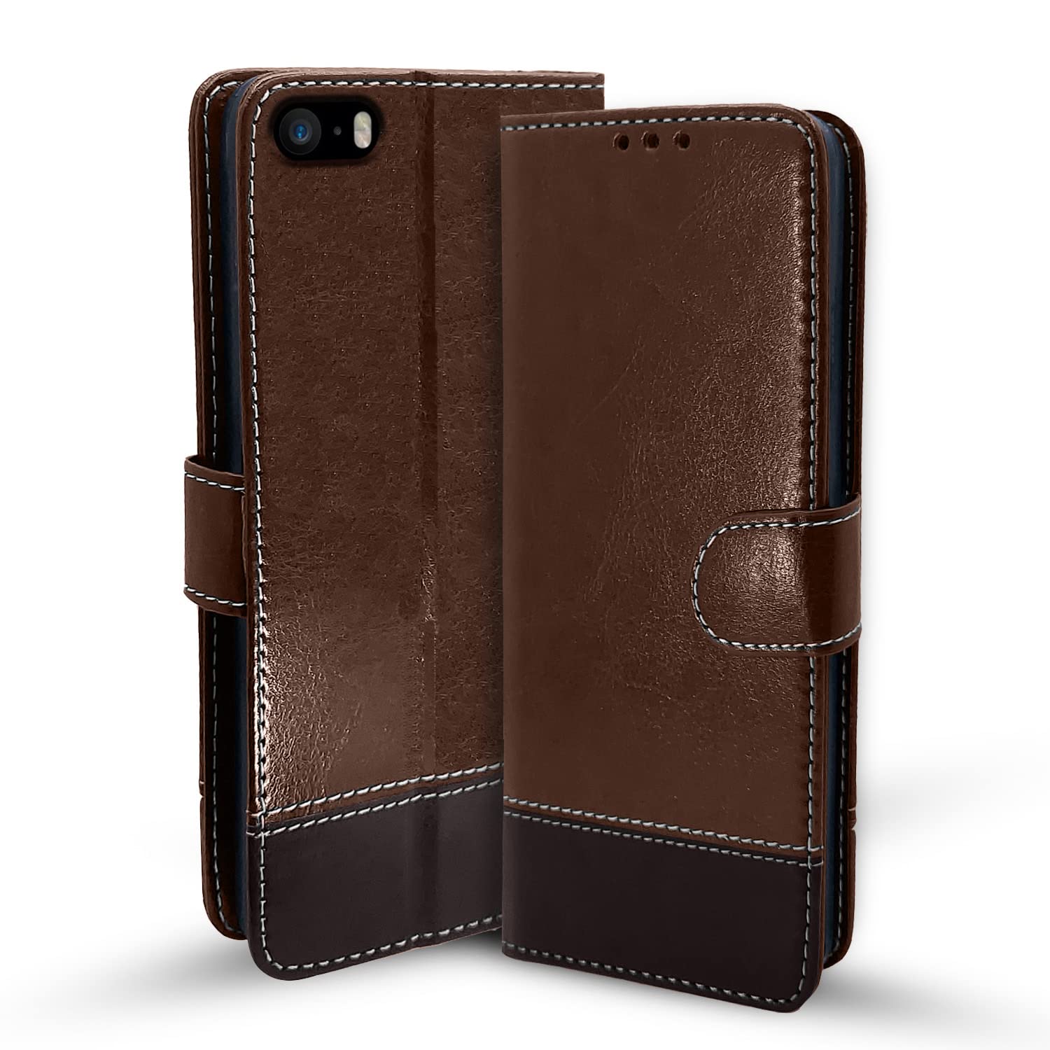 Brown & coffee wallet flip cover for iPhone 5/5s/SE – Pikkme