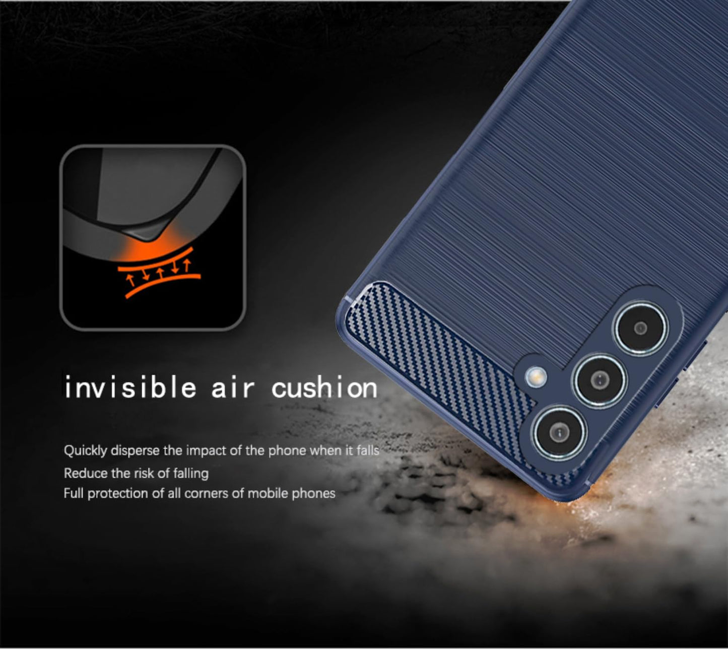 Pikkme Samsung Galaxy M35 5G Hybrid Carbon Fiber Back Cover (Blue)