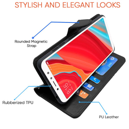 Pikkme Redmi Y2 Vintage Flip Cover (Black)