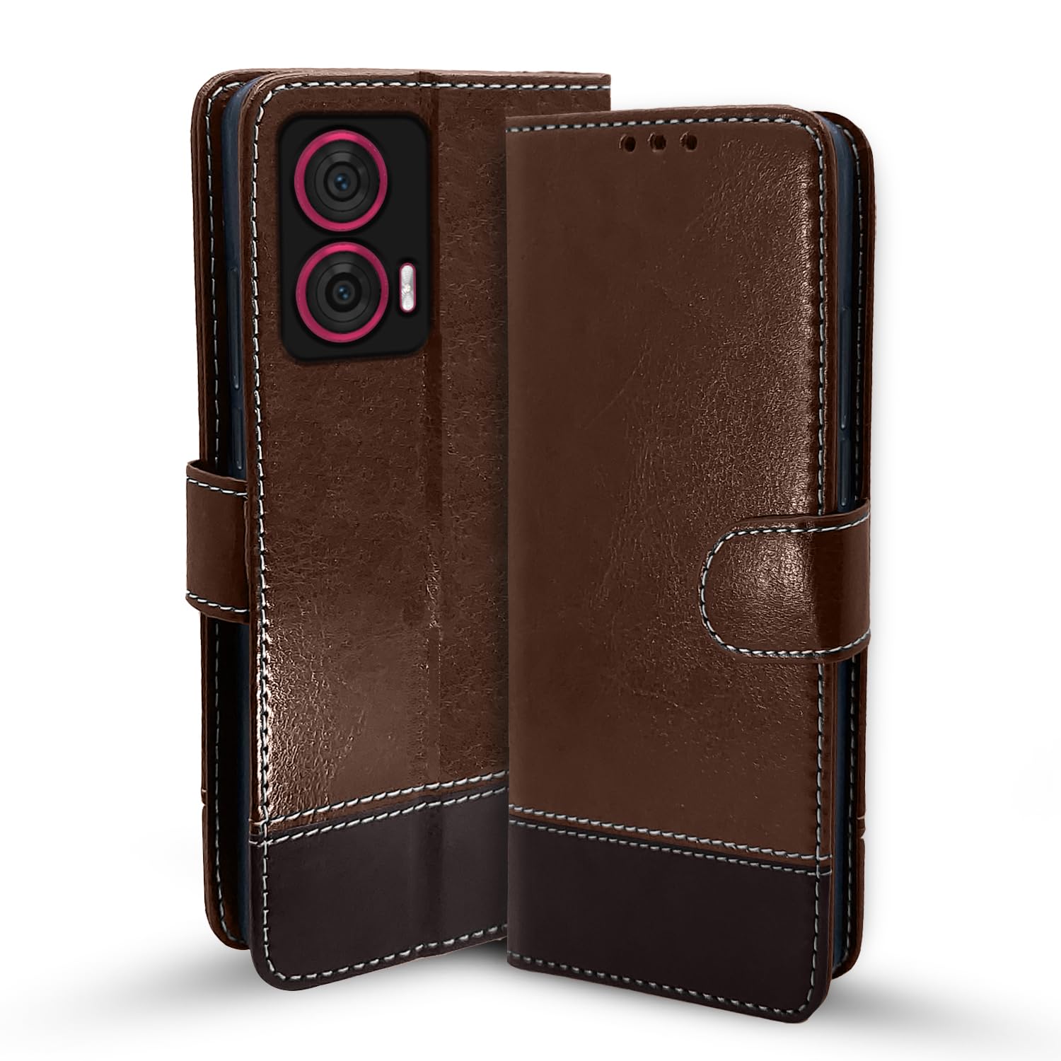 Pikkme brown & coffee Magnetic wallet flip cover for Moto Edge 50 Fusion/G96 5G