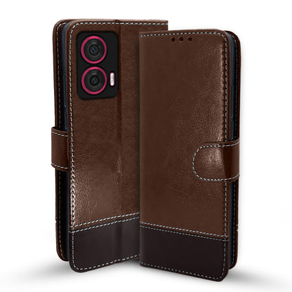 Pikkme brown & coffee Magnetic wallet flip cover for Moto Edge 50 Fusion/G96 5G
