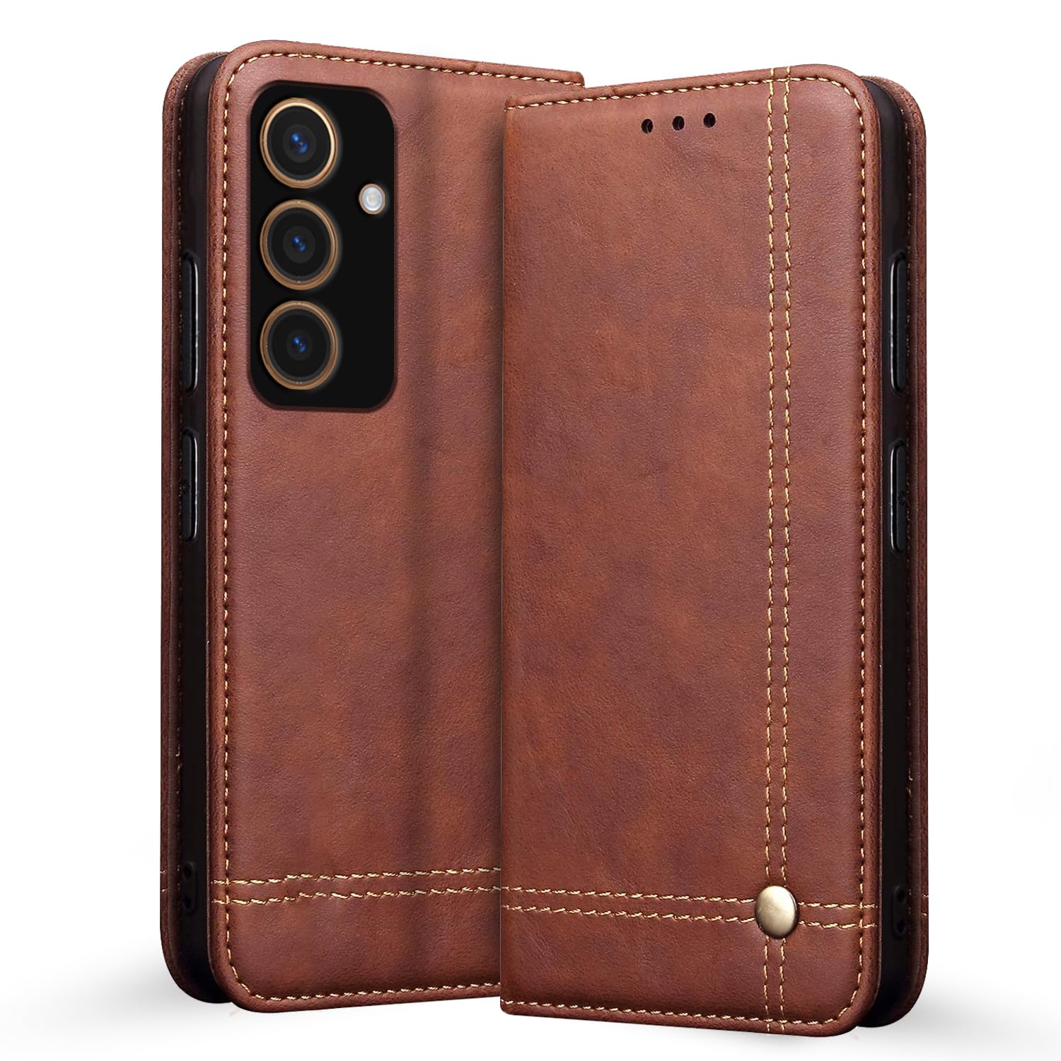 Pikkme brown mobile flip cover for Samsung S24 5G