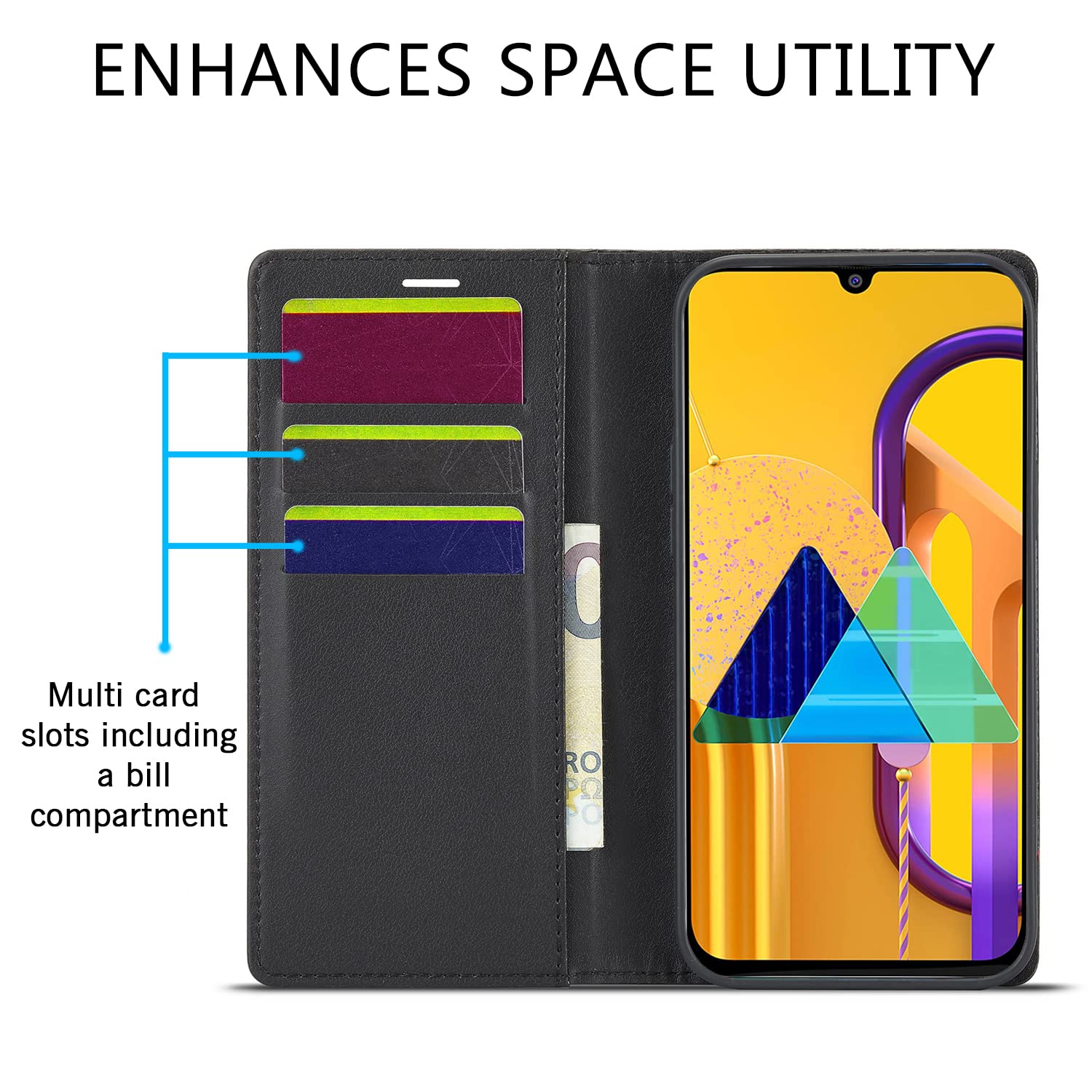 Pikkme black Wallet mobile flip cover for Samsung M30s/M21/M21 2021 – photo 3