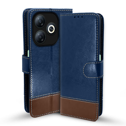 Blue & brown Magnetic flip cover for Infinix Smart 8 – Pikkme