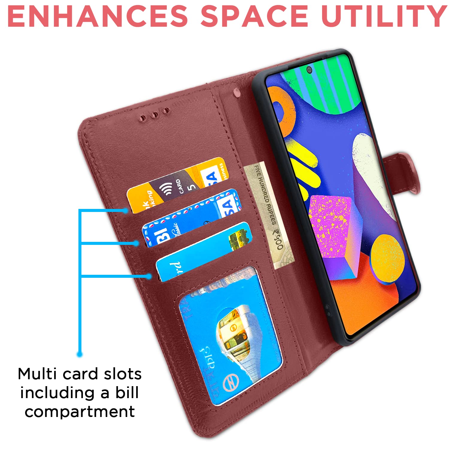 Pikkme Samsung Galaxy F62 Vintage Flip Cover (Brown)